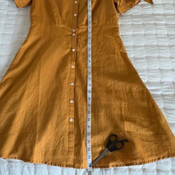 Gap Linen V-Neck Dress Women's S | Desert Sunset Gold, Tie Sleeve | NWT - Picture 12 of 16